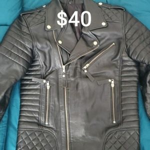 Leather Motorcycle Jacket, sz Small